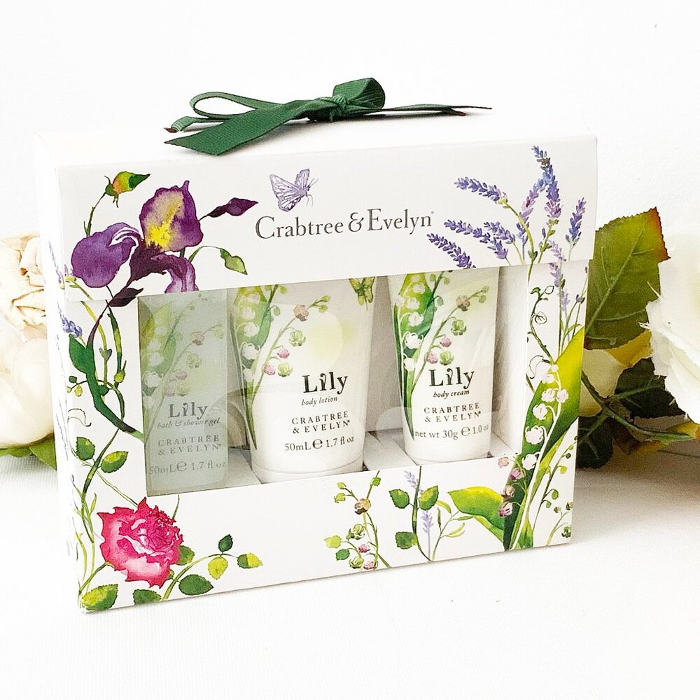 CRABTREE & EVELYN Lily 3 Pieces Gift Set, Shower Gel, Body Lotion and Body Cream
